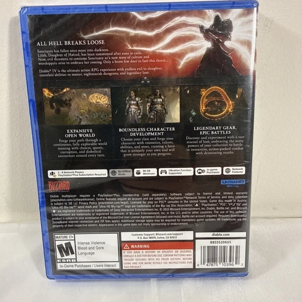 New Sealed Diablo 4 IV Playstation 5 PS5 Video Game Blizzard 17+